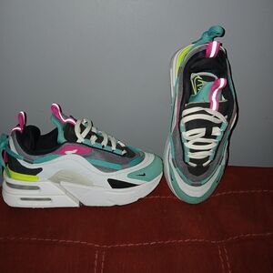 Nike Teal, Pink & White Layered Platform Sneakers